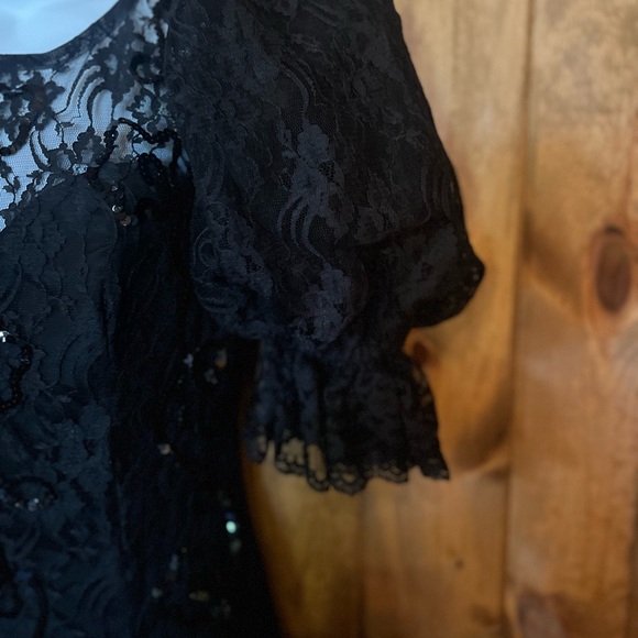 Vintage Gothic size 5/6 Zum Zum black on black prom dress. - Picture 5 of 12